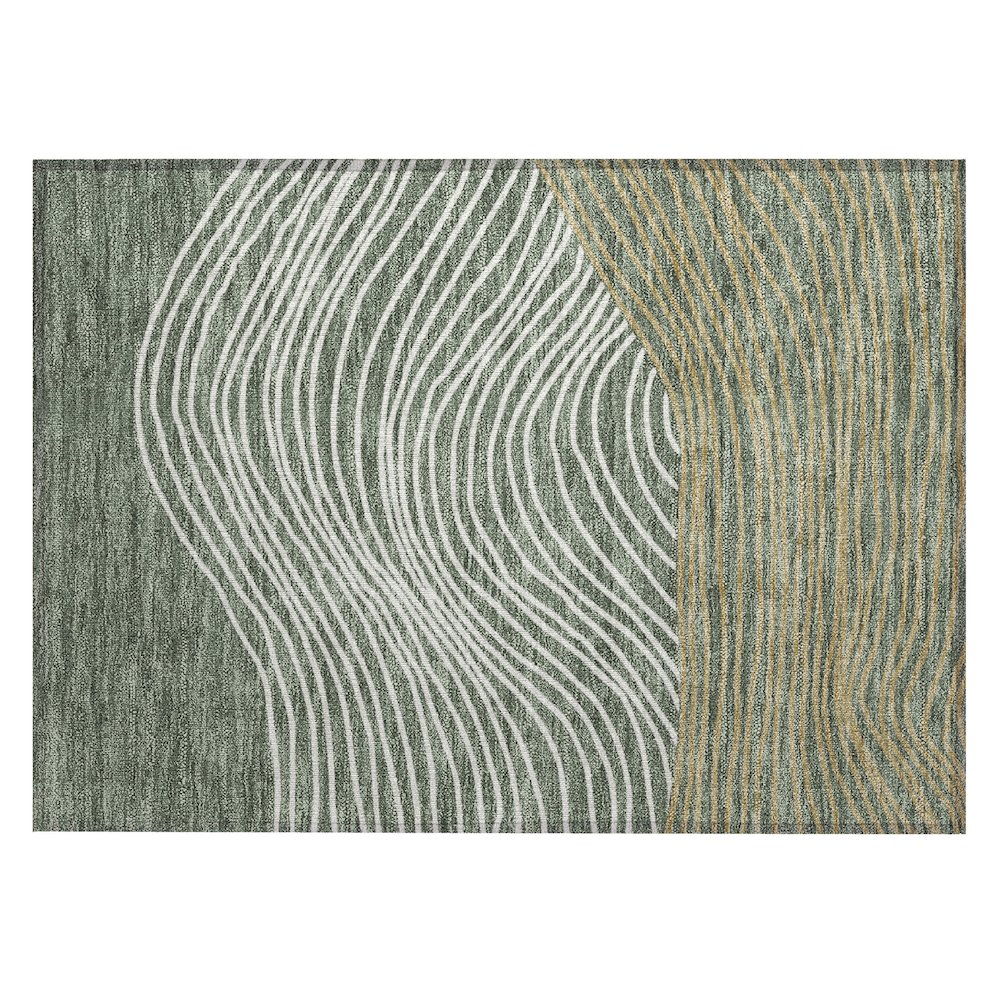 Machine Washable Indoor/Outdoor Chantille ACN2350 Green 1'8" x 2'6" Rug. Picture 1