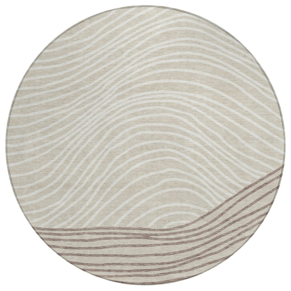 Machine Washable Indoor/Outdoor Chantille ACN2350 Brown 8' x 8' Round Rug. Picture 1