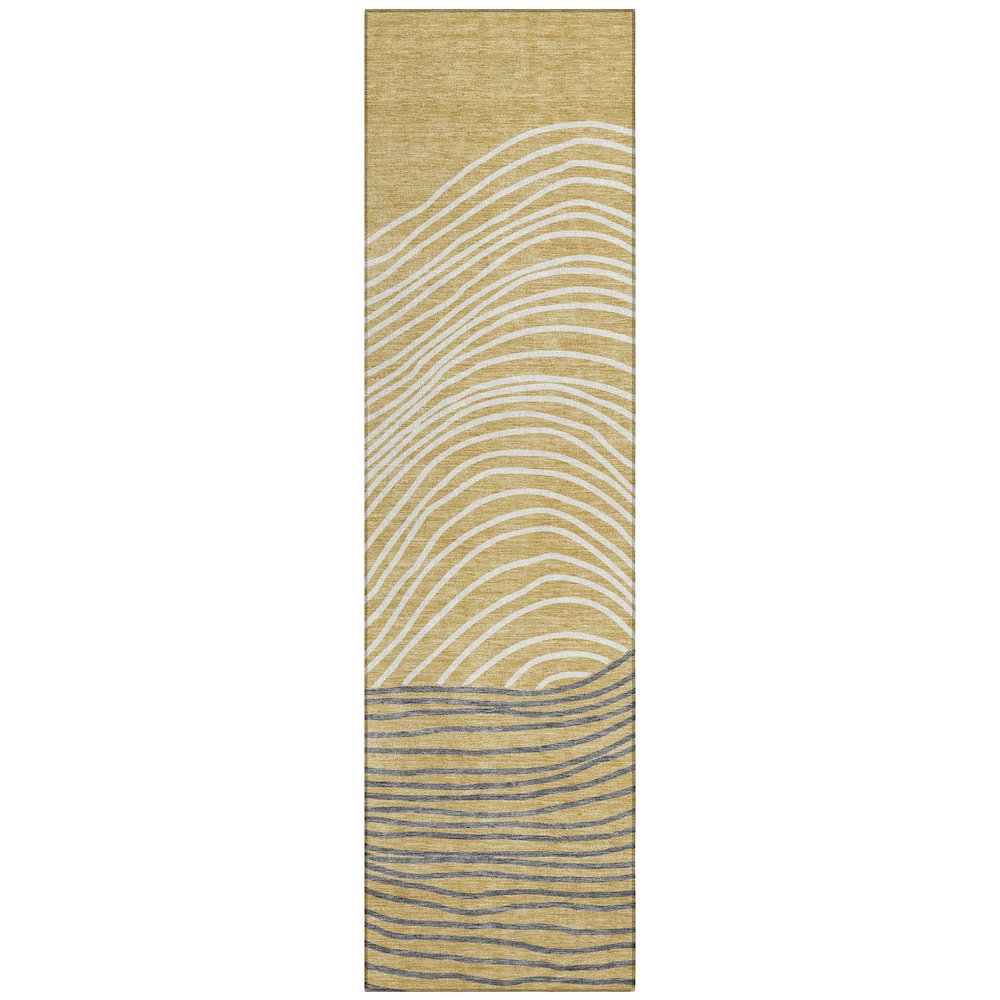 Machine Washable Indoor/Outdoor Chantille ACN2350 Gold 2'3" x 7'6" Runner Rug. Picture 1