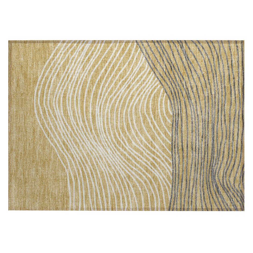 Machine Washable Indoor/Outdoor Chantille ACN2350 Gold 1'8" x 2'6" Rug. Picture 1