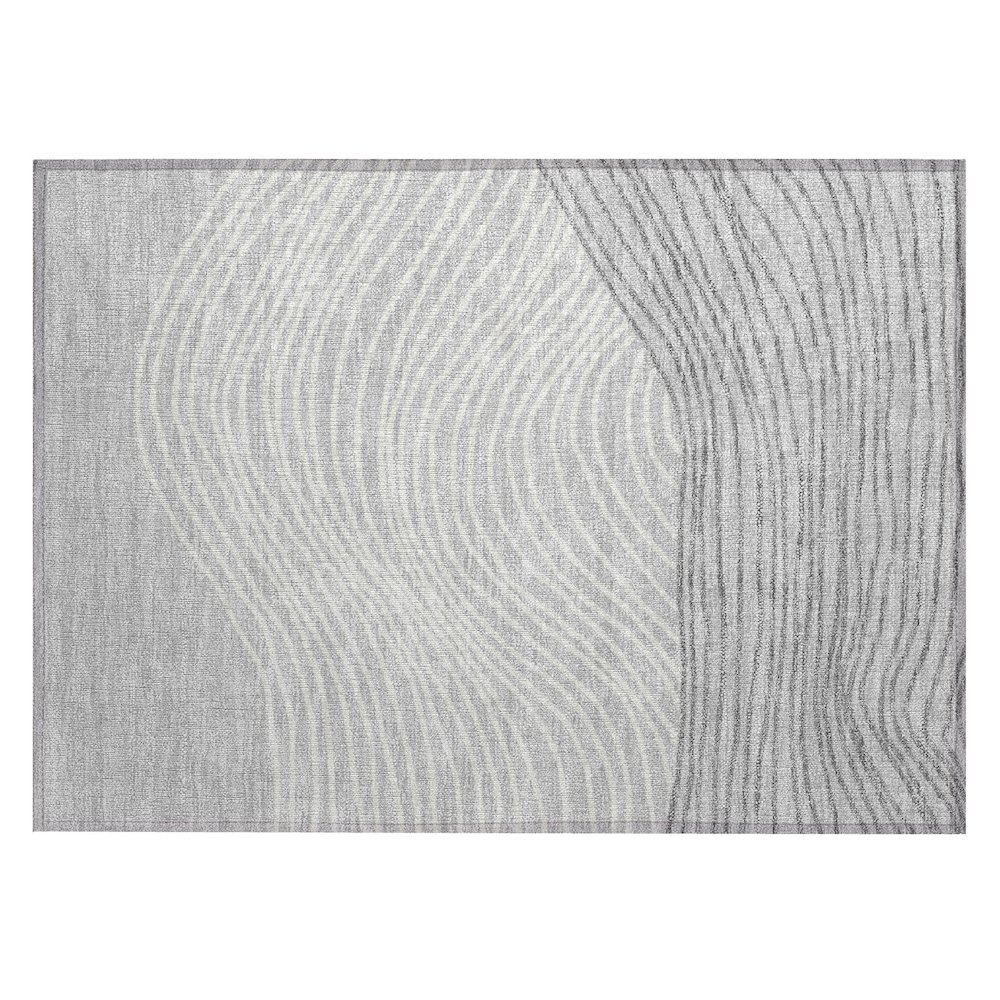 Machine Washable Indoor/Outdoor Chantille ACN2350 Gray 1'8" x 2'6" Rug. Picture 1