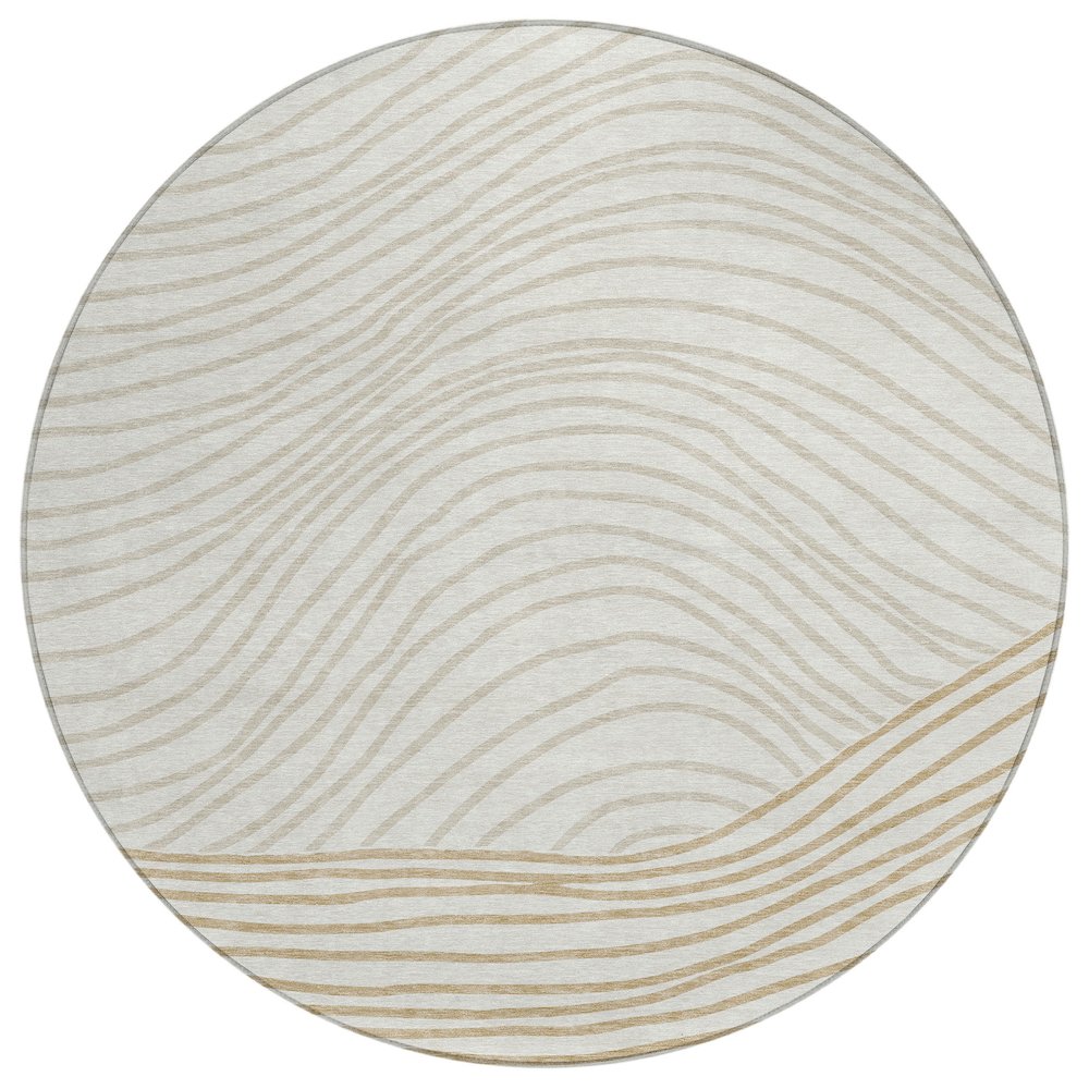 Machine Washable Indoor/Outdoor Chantille ACN2350 Ivory 8' x 8' Round Rug. Picture 1