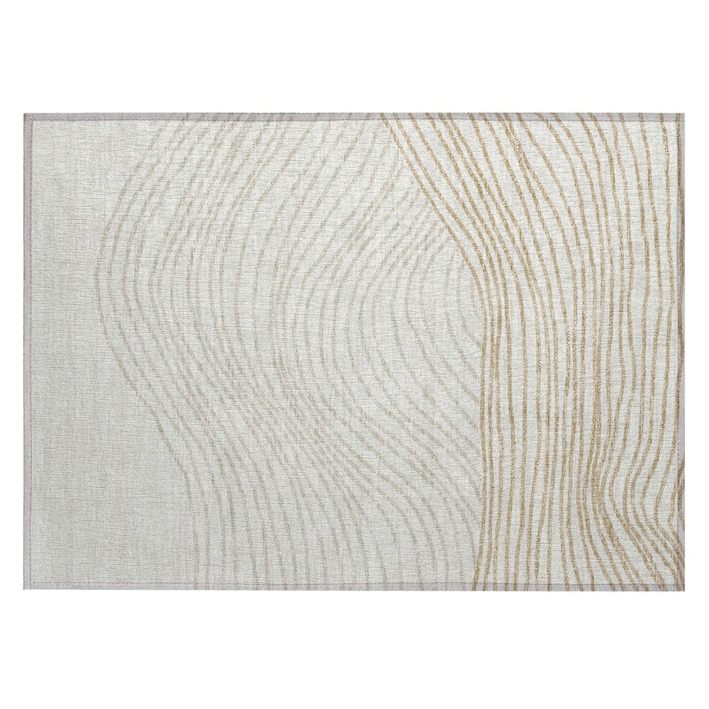 Machine Washable Indoor/Outdoor Chantille ACN2350 Ivory 1'8" x 2'6" Rug. Picture 1