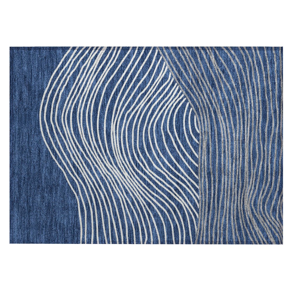 Machine Washable Indoor/Outdoor Chantille ACN2350 Blue 1'8" x 2'6" Rug. Picture 1