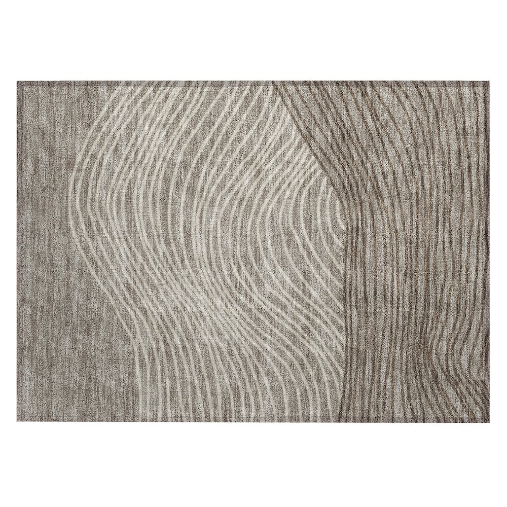 Machine Washable Indoor/Outdoor Chantille ACN2350 Brown 1'8" x 2'6" Rug. Picture 1