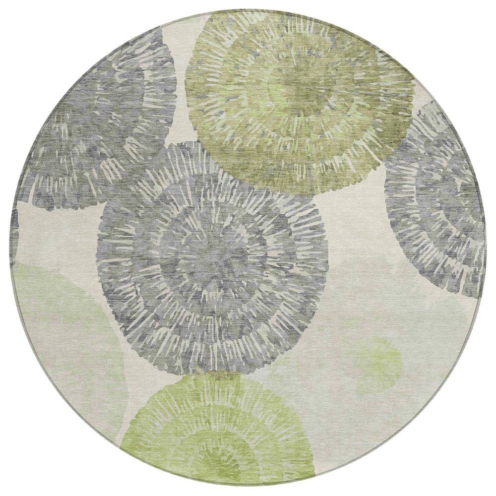 Machine Washable Indoor/Outdoor Chantille ACN2351 Green 8' x 8' Round Rug. Picture 1