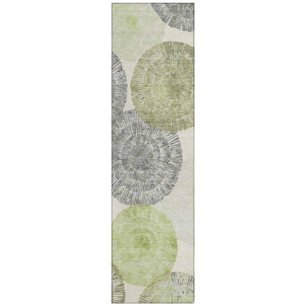 Machine Washable Indoor/Outdoor Chantille ACN2351 Green 2'3" x 7'6" Runner Rug. Picture 1