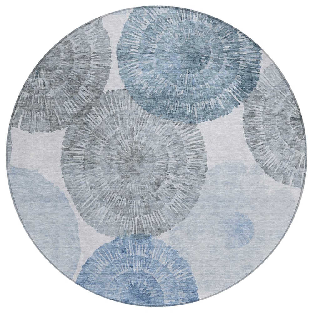 Machine Washable Indoor/Outdoor Chantille ACN2351 Blue 8' x 8' Round Rug. Picture 1