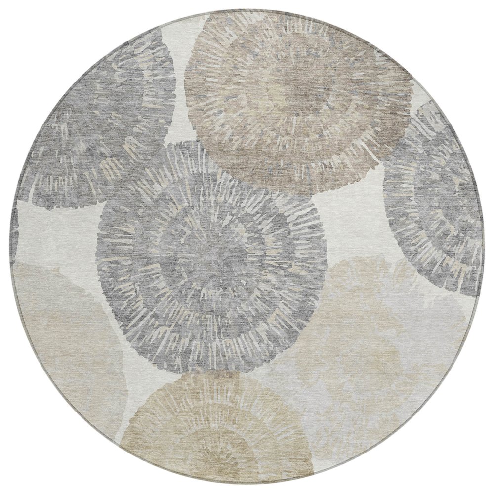 Machine Washable Indoor/Outdoor Chantille ACN2351 Ivory 8' x 8' Round Rug. Picture 1