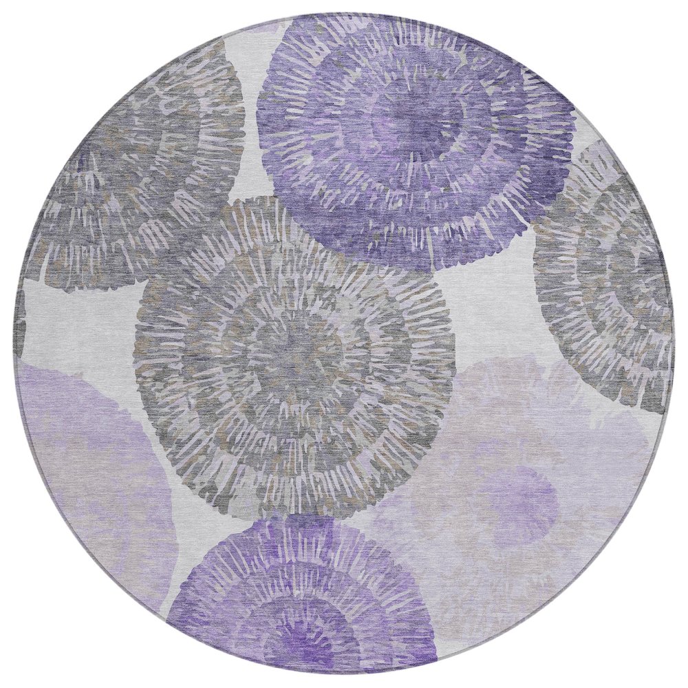 Machine Washable Indoor/Outdoor Chantille ACN2351 Purple 8' x 8' Round Rug. Picture 1