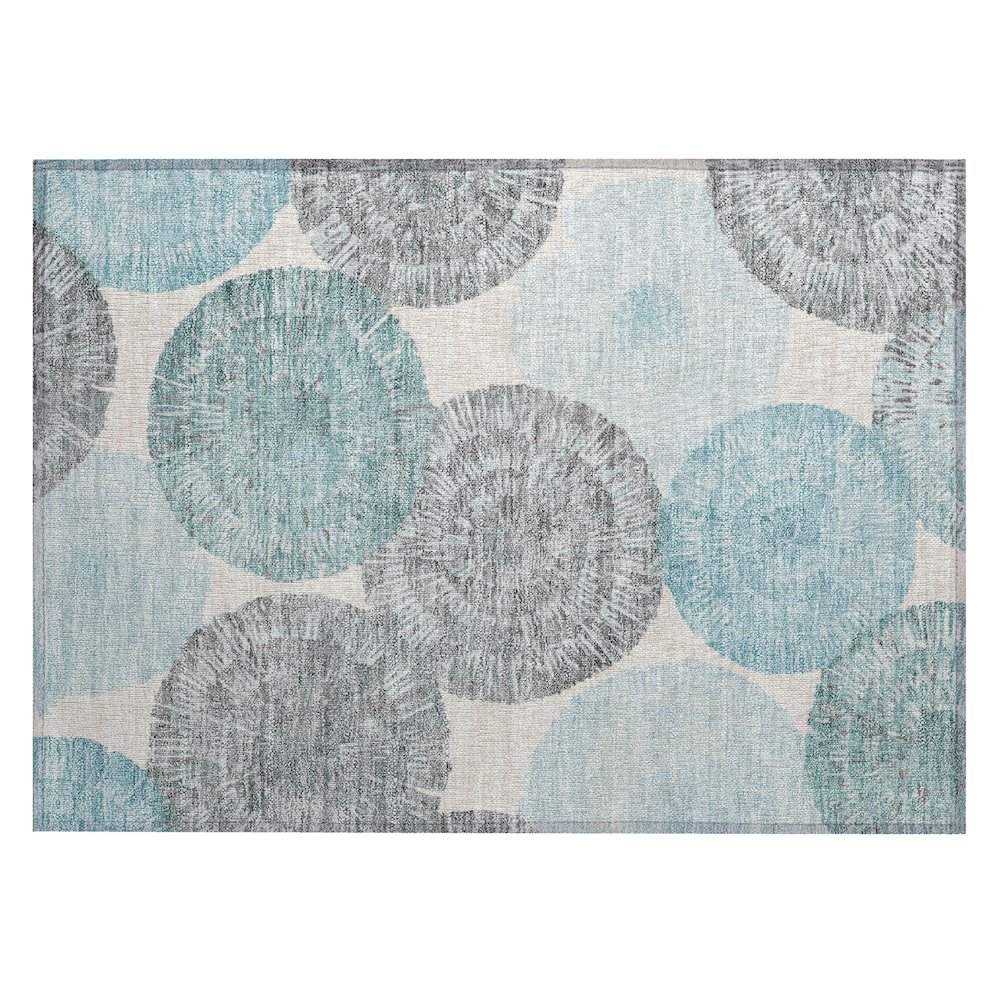 Machine Washable Indoor/Outdoor Chantille ACN2351 Teal 1'8" x 2'6" Rug. Picture 1