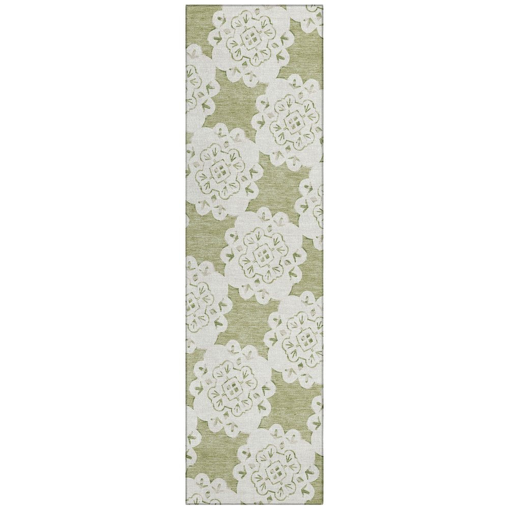 Machine Washable Indoor/Outdoor Chantille ACN2352 Green 2'3" x 7'6" Runner Rug. Picture 1
