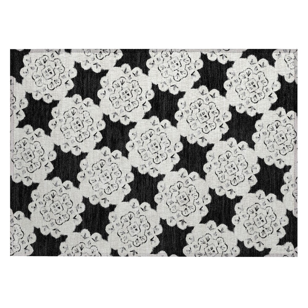 Machine Washable Indoor/Outdoor Chantille ACN2352 Black 1'8" x 2'6" Rug. Picture 1