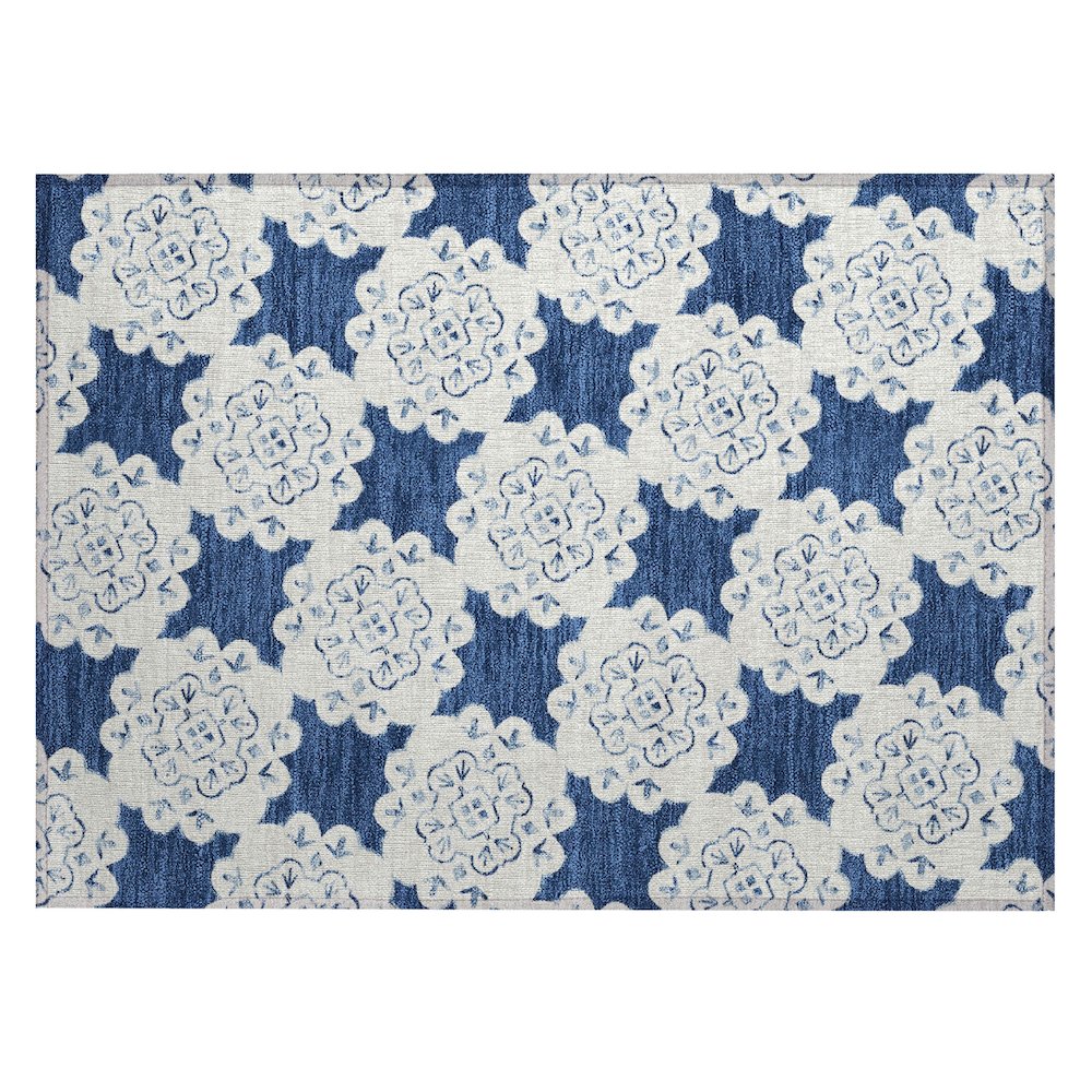 Machine Washable Indoor/Outdoor Chantille ACN2352 Blue 1'8" x 2'6" Rug. Picture 1