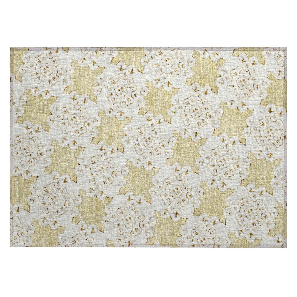 Machine Washable Indoor/Outdoor Chantille ACN2352 Gold 1'8" x 2'6" Rug. Picture 1