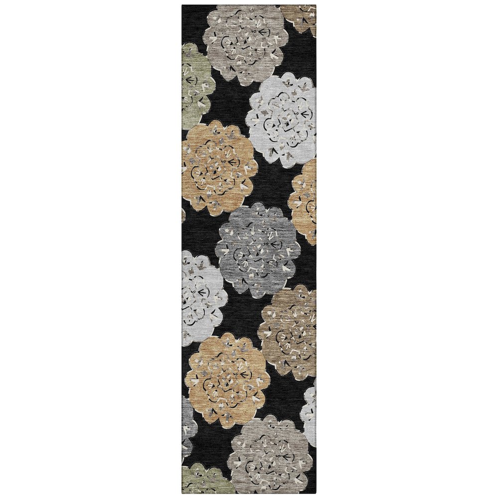 Machine Washable Indoor/Outdoor Chantille ACN2353 Black 2'3" x 7'6" Runner Rug. Picture 1
