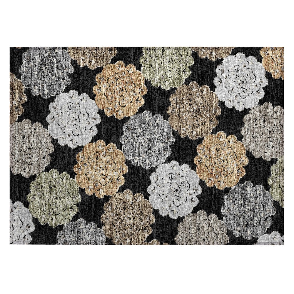 Machine Washable Indoor/Outdoor Chantille ACN2353 Black 1'8" x 2'6" Rug. Picture 1