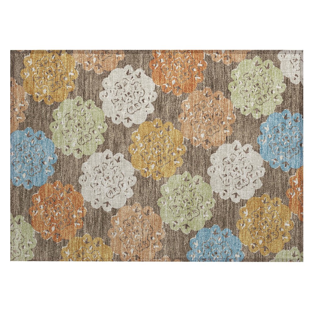 Machine Washable Indoor/Outdoor Chantille ACN2353 Brown 1'8" x 2'6" Rug. Picture 1