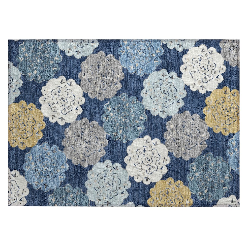 Machine Washable Indoor/Outdoor Chantille ACN2353 Blue 1'8" x 2'6" Rug. Picture 1
