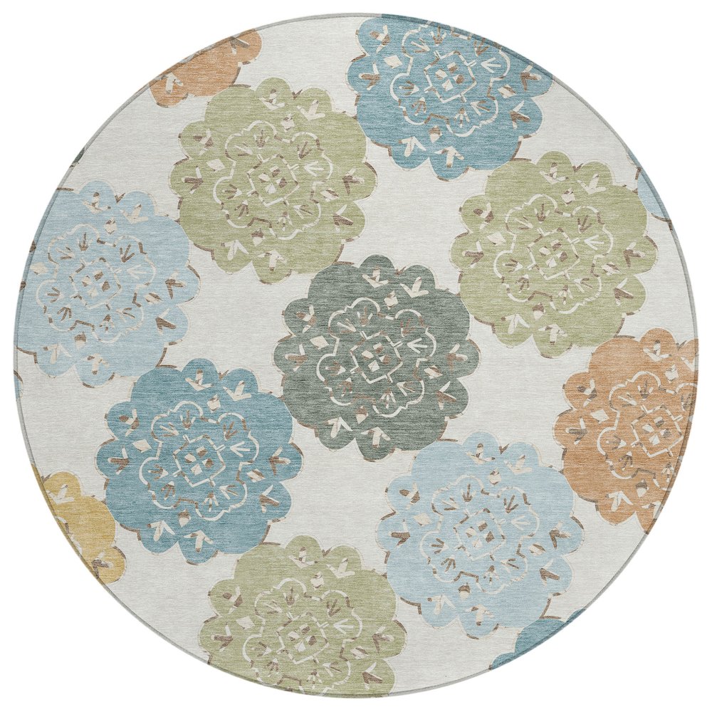 Machine Washable Indoor/Outdoor Chantille ACN2353 Multi 8' x 8' Round Rug. Picture 1