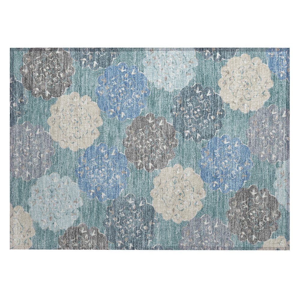 Machine Washable Indoor/Outdoor Chantille ACN2353 Teal 1'8" x 2'6" Rug. Picture 1