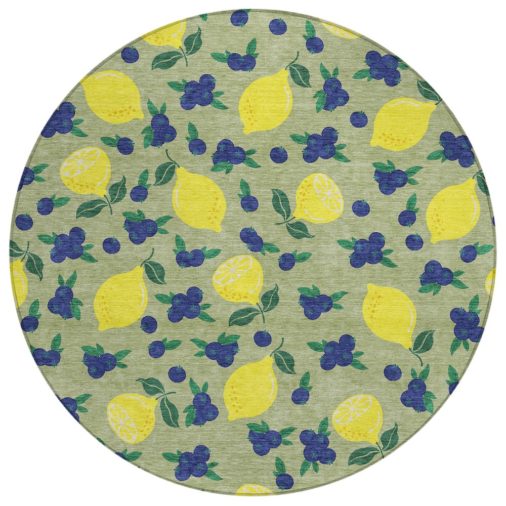 Machine Washable Indoor/Outdoor Chantille ACN2354 Green 8' x 8' Round Rug. Picture 1