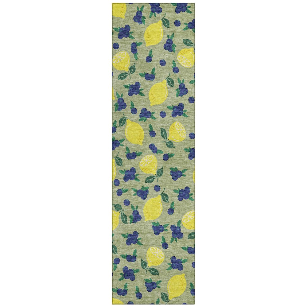 Machine Washable Indoor/Outdoor Chantille ACN2354 Green 2'3" x 7'6" Runner Rug. Picture 1
