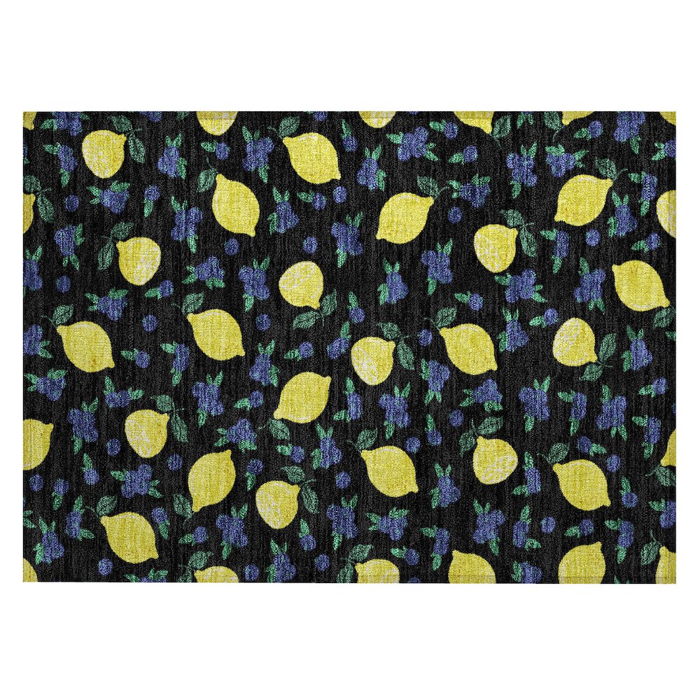 Machine Washable Indoor/Outdoor Chantille ACN2354 Black 1'8" x 2'6" Rug. Picture 1
