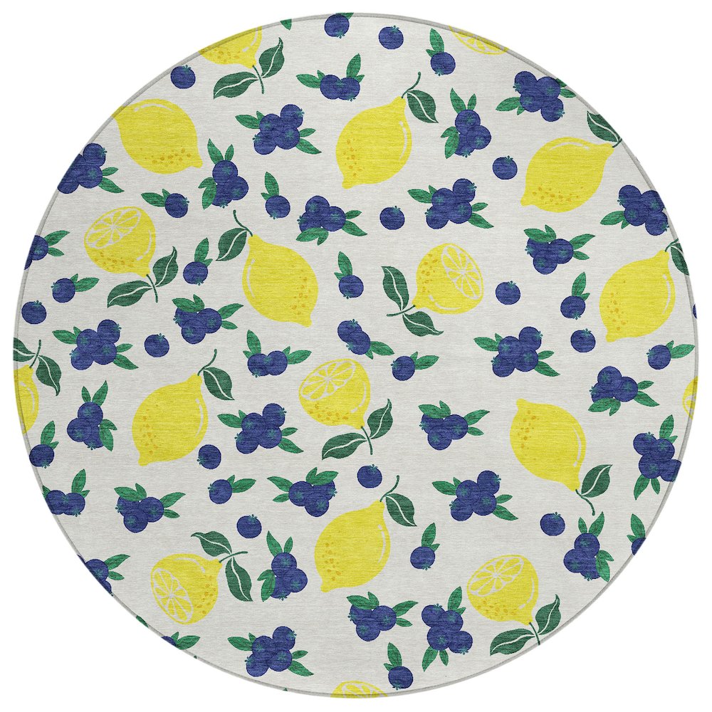 Machine Washable Indoor/Outdoor Chantille ACN2354 Ivory 8' x 8' Round Rug. Picture 1