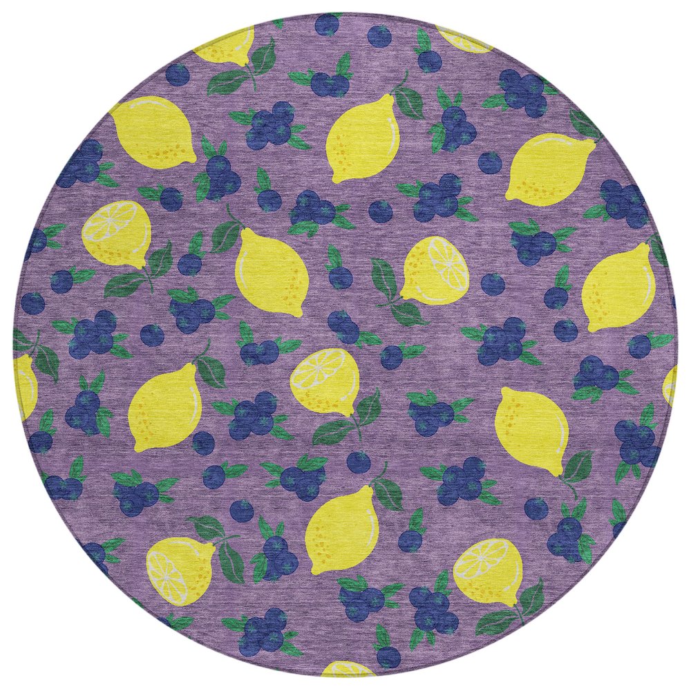 Machine Washable Indoor/Outdoor Chantille ACN2354 Purple 8' x 8' Round Rug. Picture 1