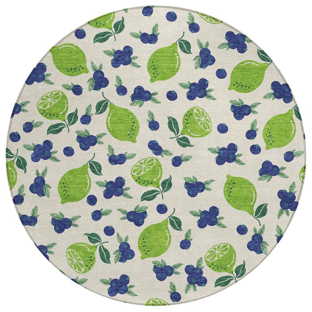 Machine Washable Indoor/Outdoor Chantille ACN2354 Ivory 8' x 8' Round Rug. Picture 1