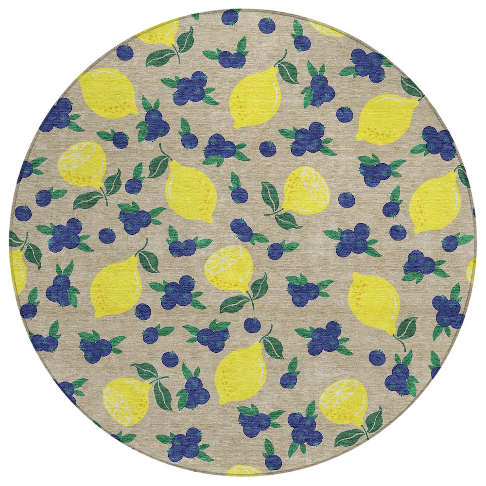 Machine Washable Indoor/Outdoor Chantille ACN2354 Ivory 8' x 8' Round Rug. Picture 1
