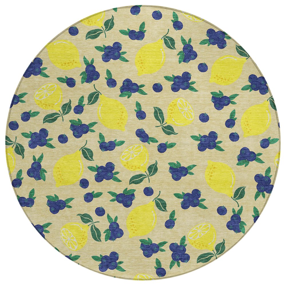 Machine Washable Indoor/Outdoor Chantille ACN2354 Gold 8' x 8' Round Rug. Picture 1