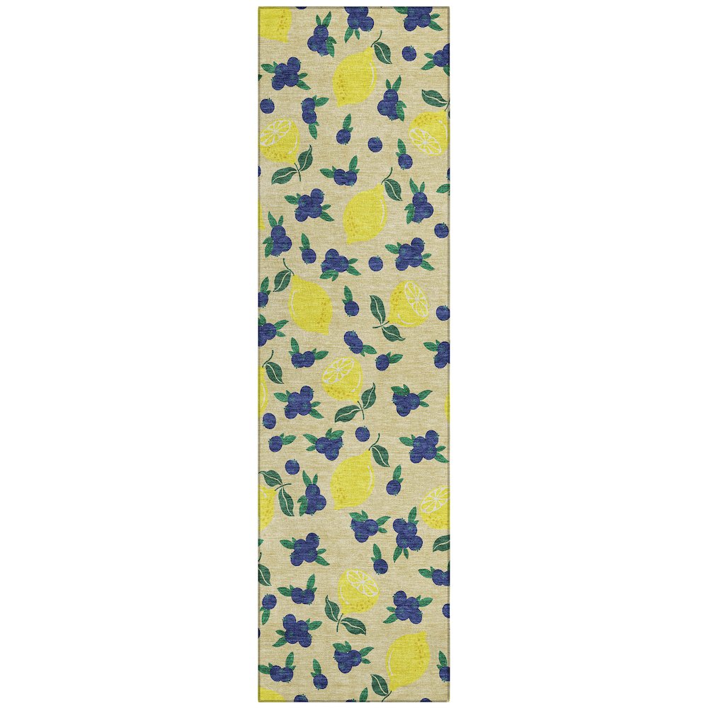 Machine Washable Indoor/Outdoor Chantille ACN2354 Gold 2'3" x 7'6" Runner Rug. Picture 1