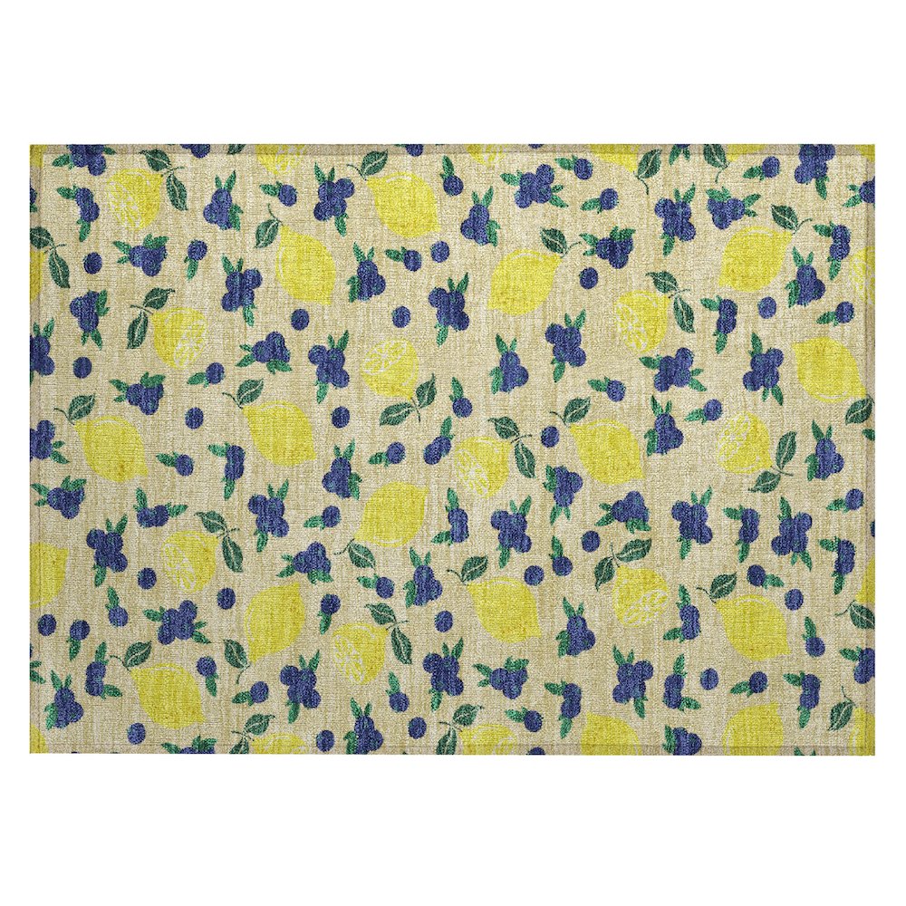 Machine Washable Indoor/Outdoor Chantille ACN2354 Gold 1'8" x 2'6" Rug. Picture 1