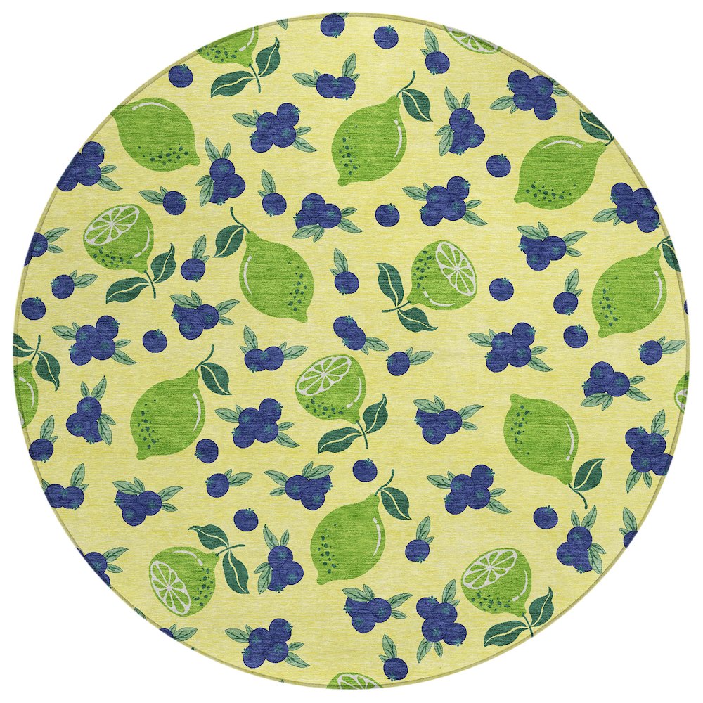 Machine Washable Indoor/Outdoor Chantille ACN2354 Gold 8' x 8' Round Rug. Picture 1