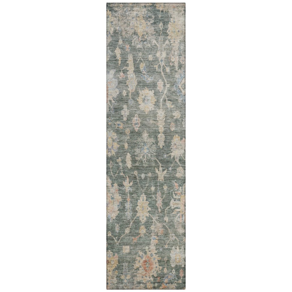 Machine Washable Indoor/Outdoor Chantille ACN2355 Green 2'3" x 7'6" Runner Rug. Picture 1