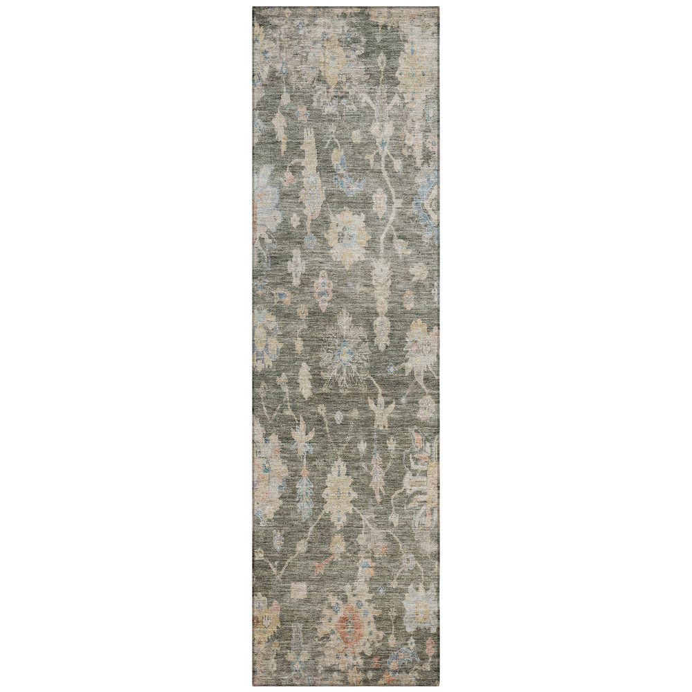 Machine Washable Indoor/Outdoor Chantille ACN2355 Green 2'3" x 7'6" Runner Rug. Picture 1