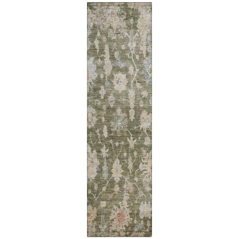 Machine Washable Indoor/Outdoor Chantille ACN2355 Green 2'3" x 7'6" Runner Rug. Picture 1