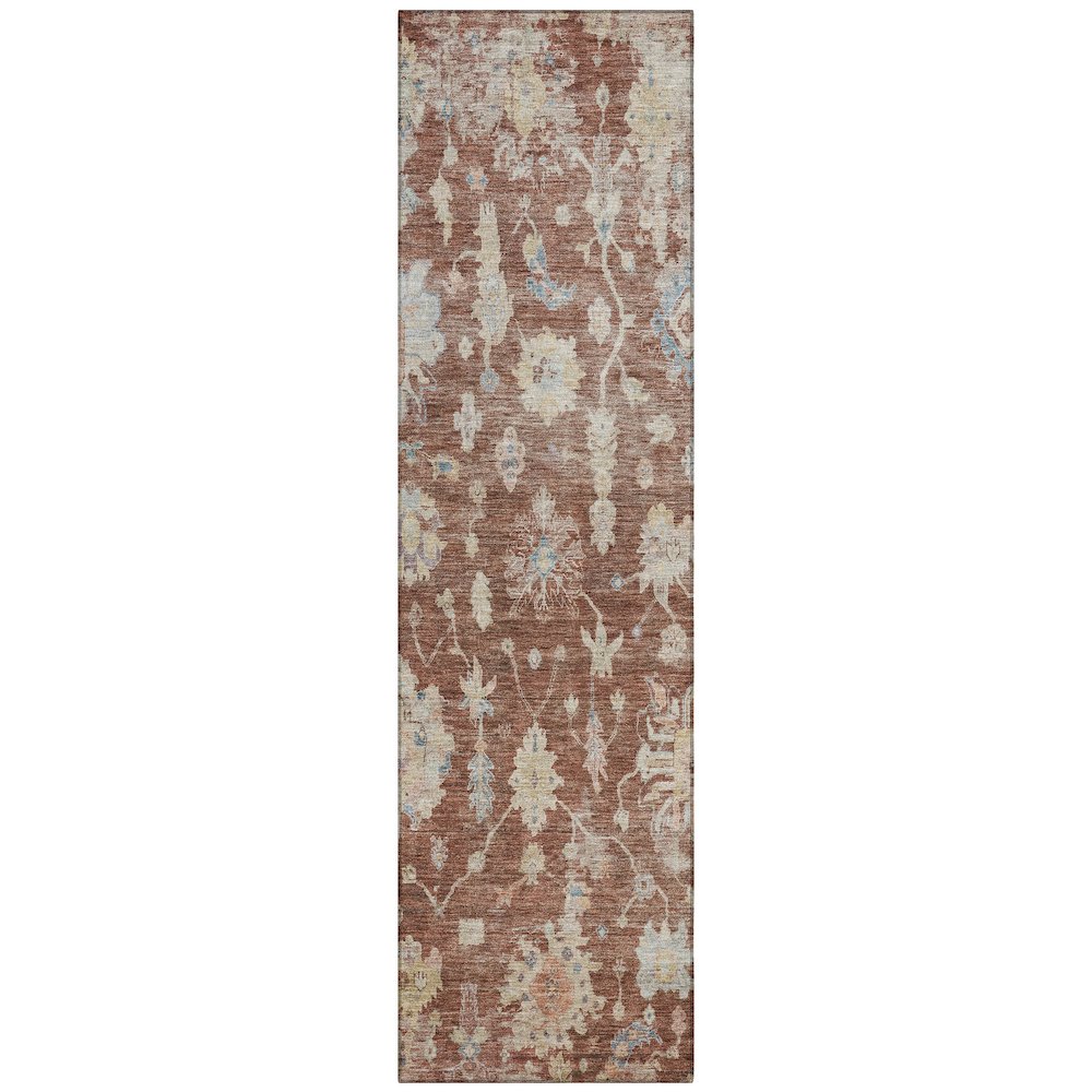 Machine Washable Indoor/Outdoor Chantille ACN2355 Orange 2'3" x 7'6" Runner Rug. Picture 1