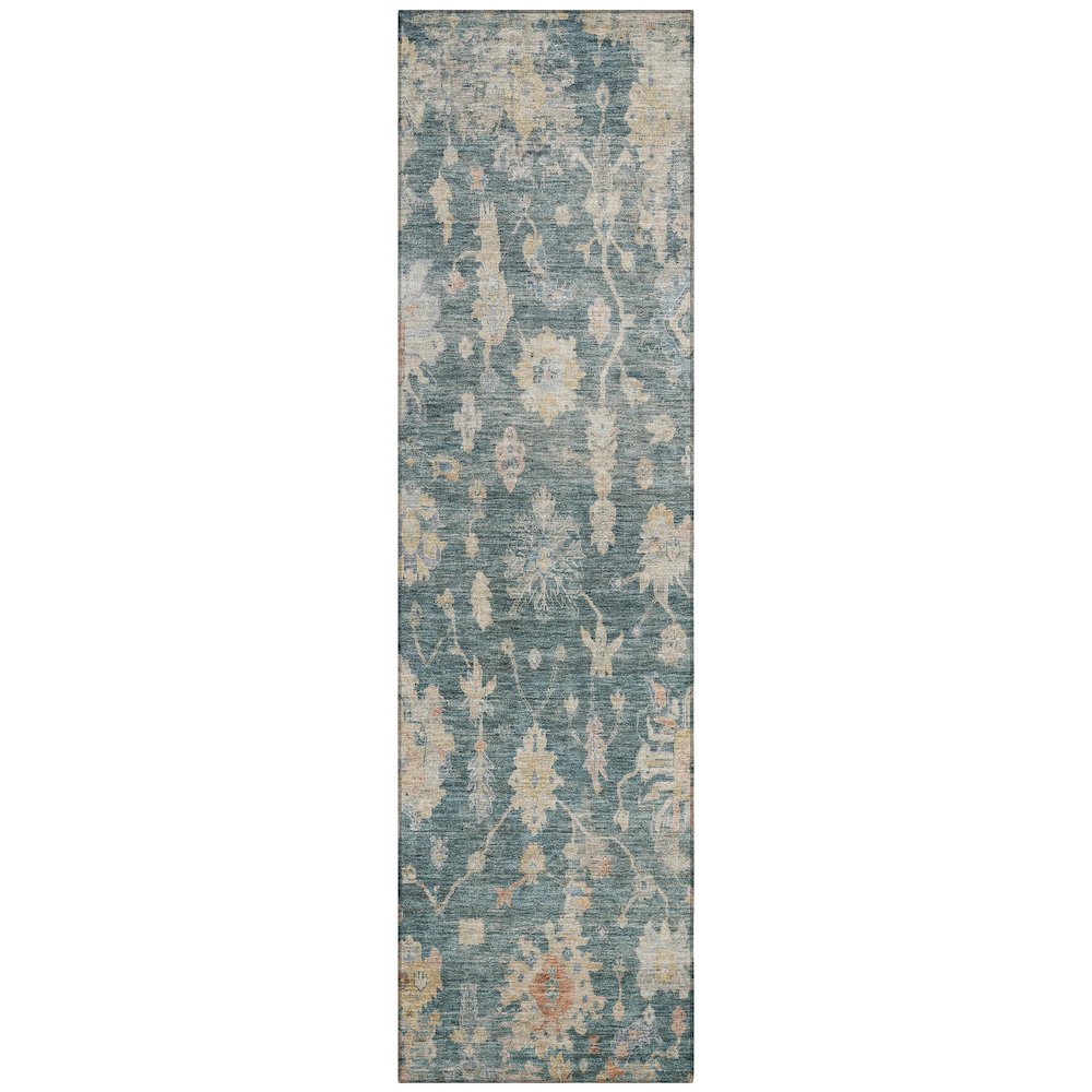 Machine Washable Indoor/Outdoor Chantille ACN2355 Teal 2'3" x 7'6" Runner Rug. Picture 1
