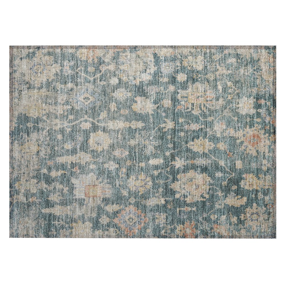 Machine Washable Indoor/Outdoor Chantille ACN2355 Teal 1'8" x 2'6" Rug. Picture 1