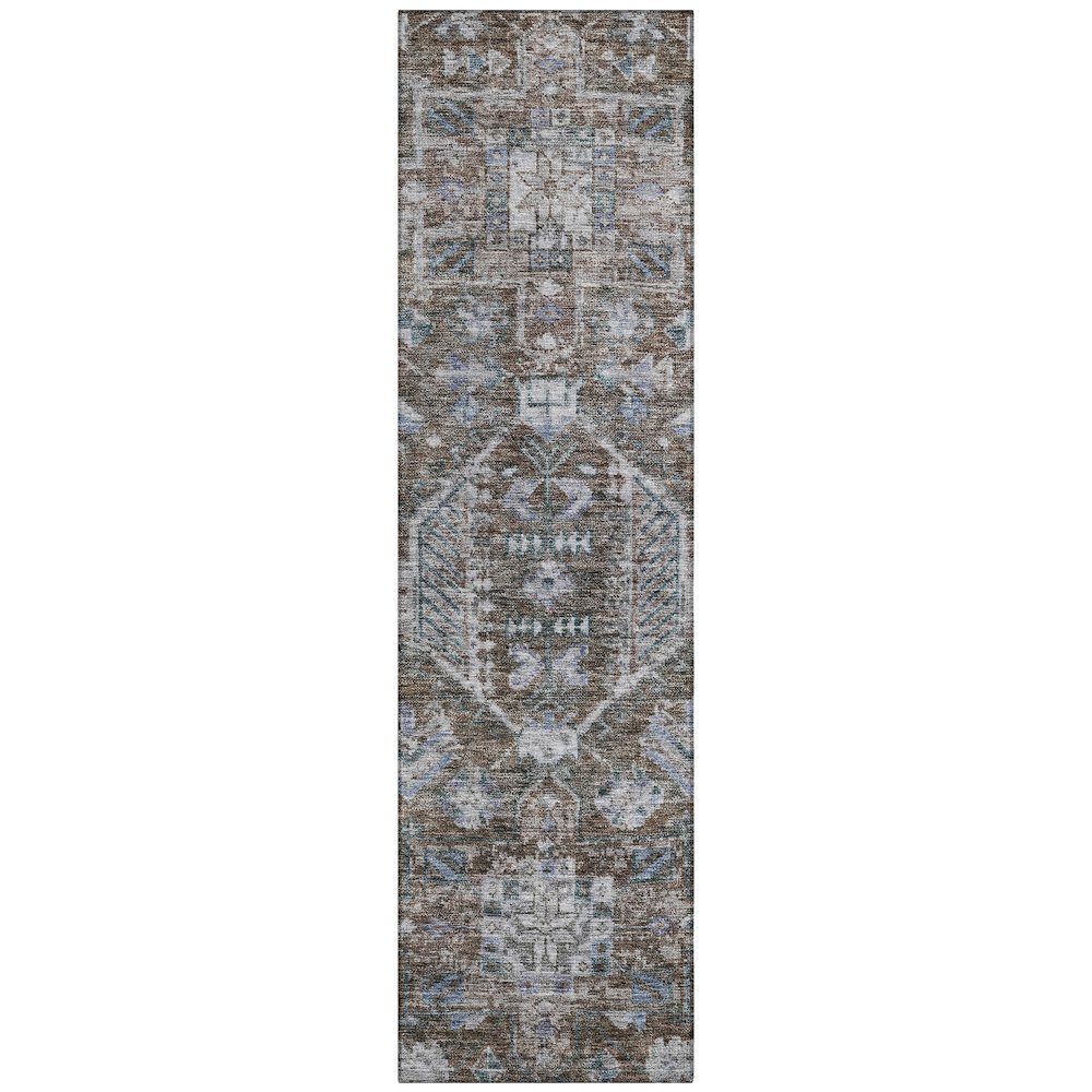 Machine Washable Indoor/Outdoor Chantille ACN2356 Brown 2'3" x 7'6" Runner Rug. Picture 1