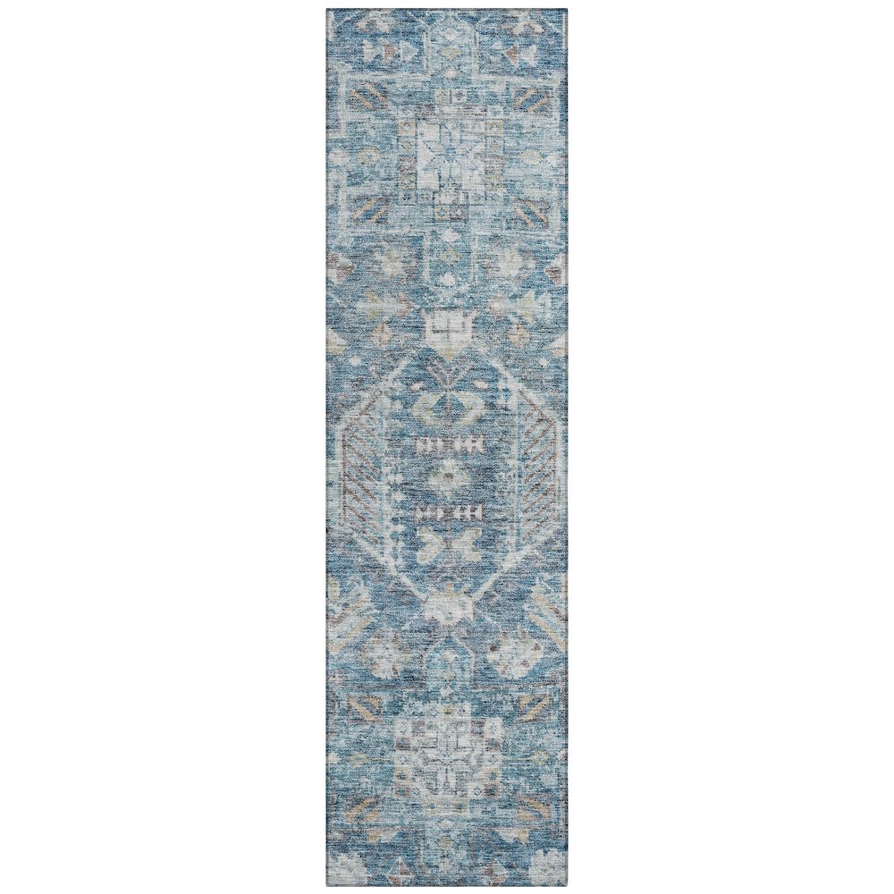 Machine Washable Indoor/Outdoor Chantille ACN2356 Blue 2'3" x 7'6" Runner Rug. Picture 1