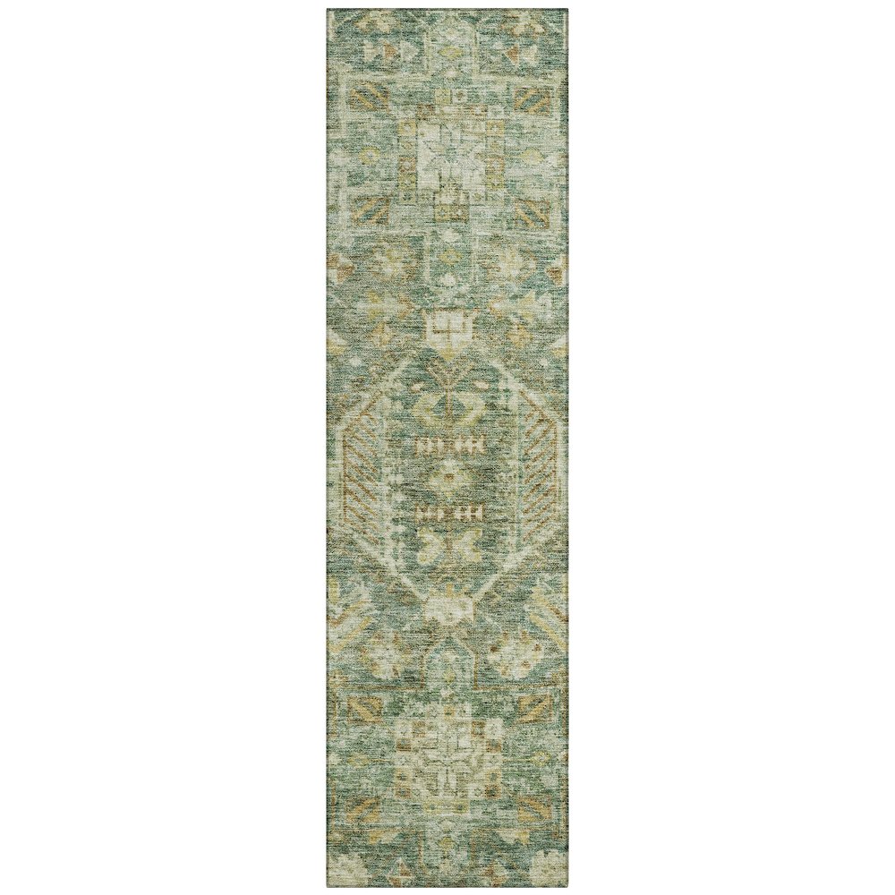 Machine Washable Indoor/Outdoor Chantille ACN2356 Green 2'3" x 7'6" Runner Rug. Picture 1