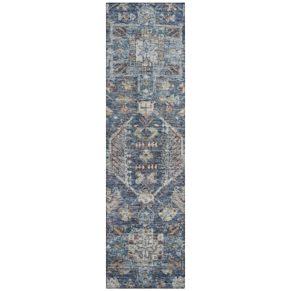 Machine Washable Indoor/Outdoor Chantille ACN2356 Blue 2'3" x 7'6" Runner Rug. Picture 1