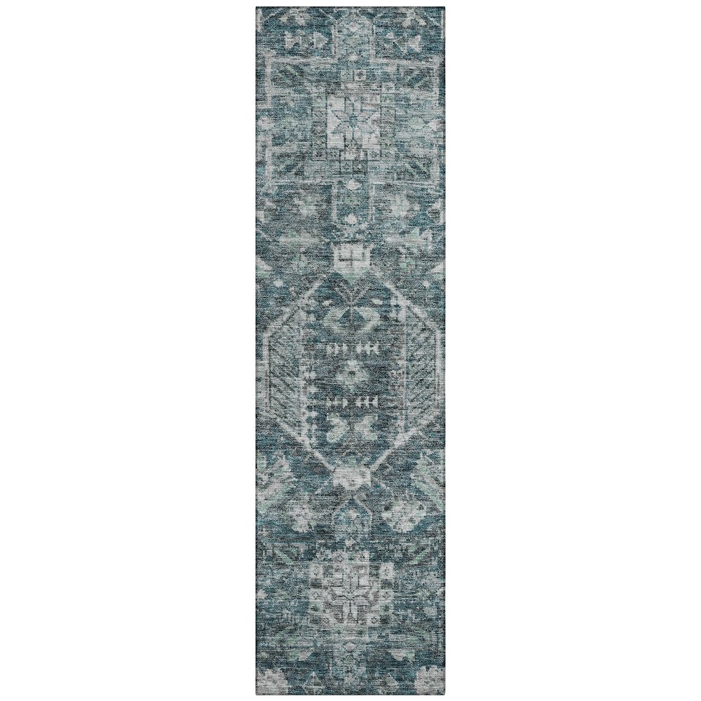 Machine Washable Indoor/Outdoor Chantille ACN2356 Teal 2'3" x 7'6" Runner Rug. Picture 1