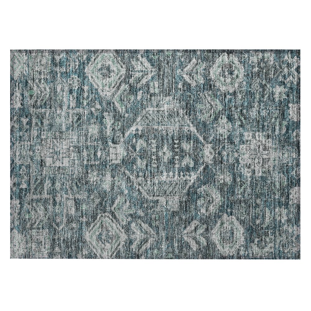 Machine Washable Indoor/Outdoor Chantille ACN2356 Teal 1'8" x 2'6" Rug. Picture 1