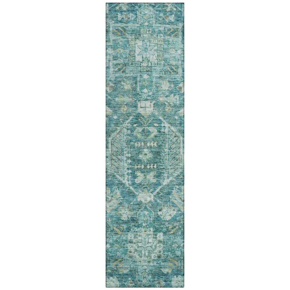 Machine Washable Indoor/Outdoor Chantille ACN2356 Teal 2'3" x 7'6" Runner Rug. Picture 1