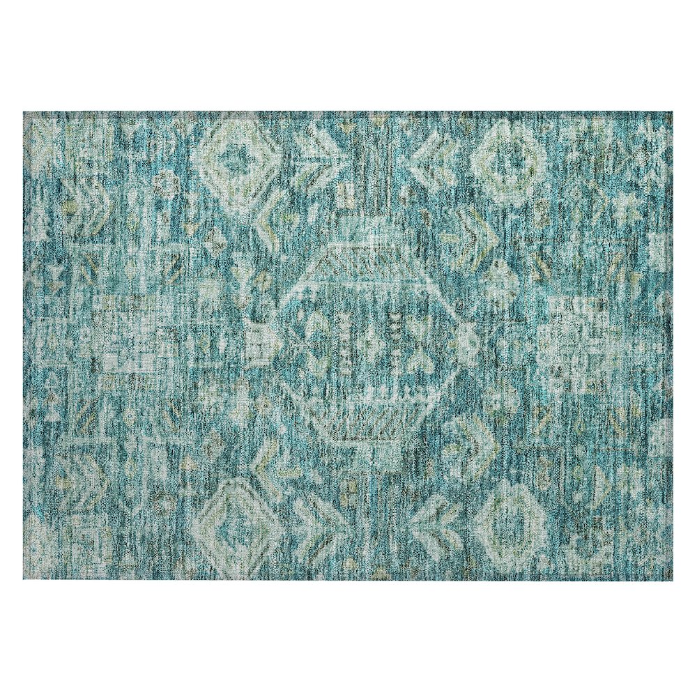 Machine Washable Indoor/Outdoor Chantille ACN2356 Teal 1'8" x 2'6" Rug. Picture 1